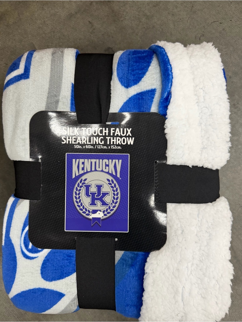 NCAA Kentucky Silk Touch Faux Shearling Throw - Blue & White